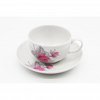 Чашка чайная с блюдцем 210 мл Янтарь Дикая роза эконом