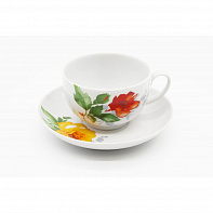 Чашка чайная с блюдцем 275 мл Гранатовый Роза без отводки
