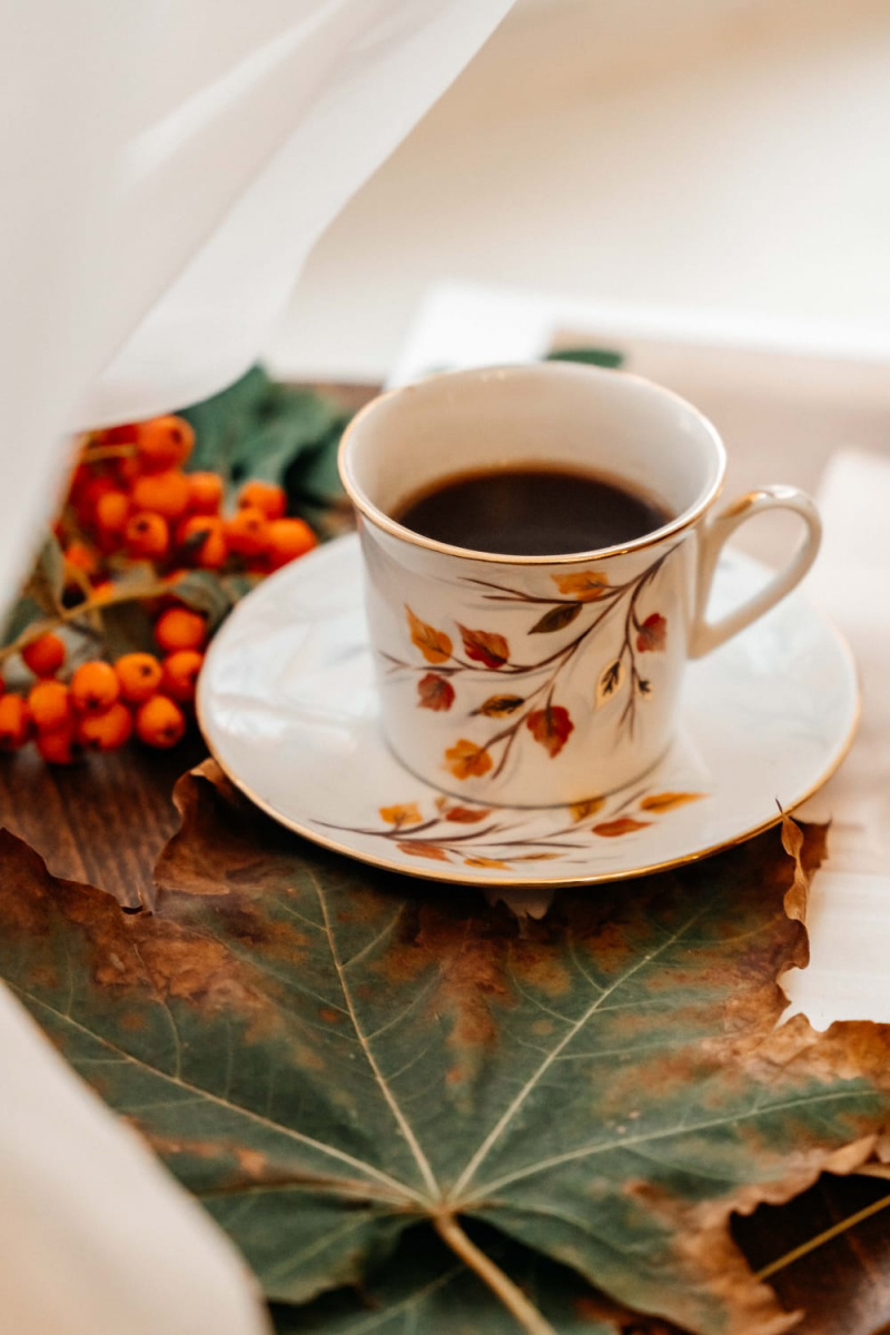 Чашка кофейная с блюдцем Рассвет Золотая осень авт.рос.Коришева Е.С.