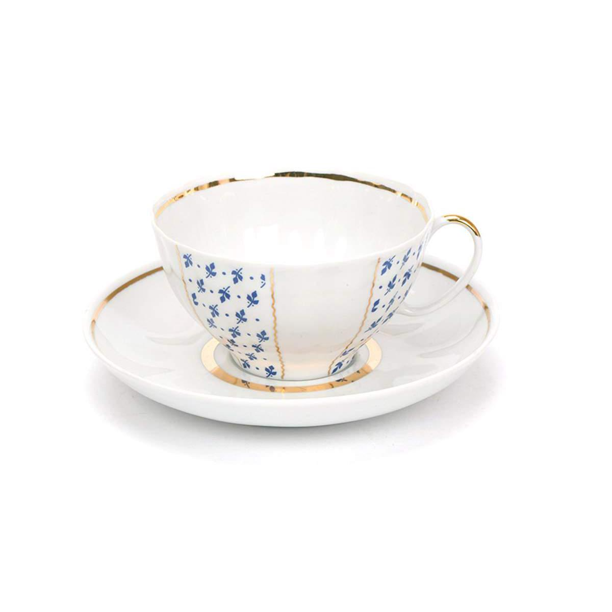 Чашка чайная с блюдцем 275мл Белый лебедь Ситец