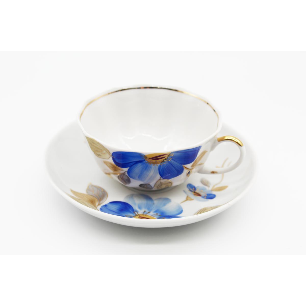 Чашка чайная с блюдцем 220 мл Тюльпан Синий цветок