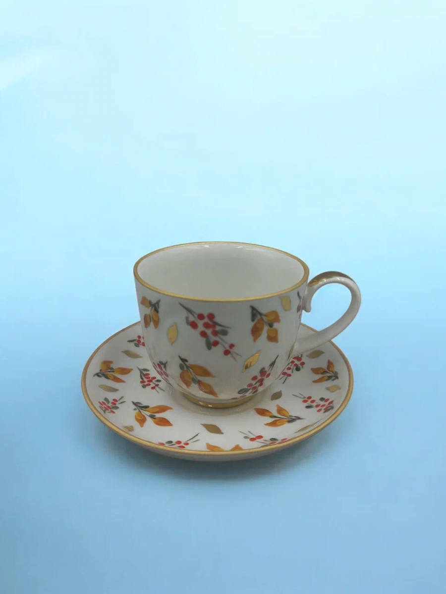 Чашка кофейная с блюдцем Капля Листопад рос.Коришева Е.С.