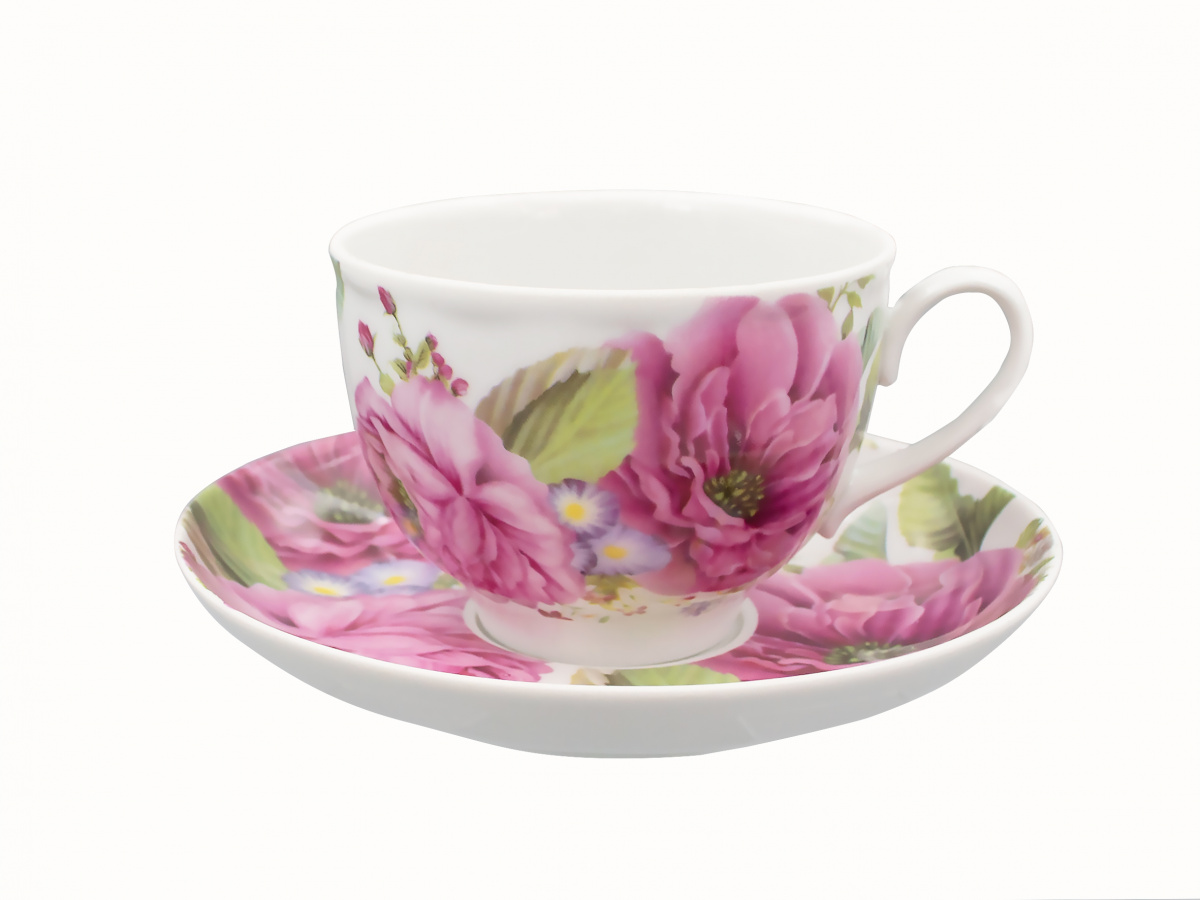 Чашка чайная с блюдцем 275 мл Гранатовый Розовый шарм