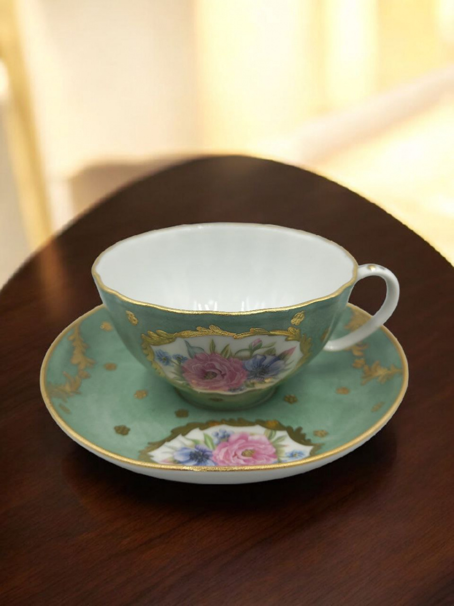 Чашка чайная с блюдцем Белый лебедь Мерси рос.Иванова М.В.