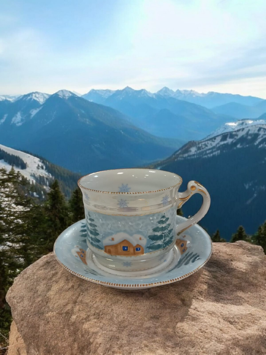 Чашка чайная с блюдцем Усадебный Зимушка рос.Полякова С.Ю.