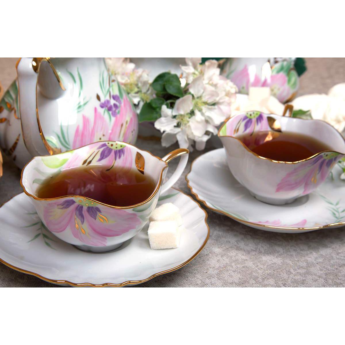 Tea set. Дулёвский чайный сервиз Лилия. Дулевский фарфор 