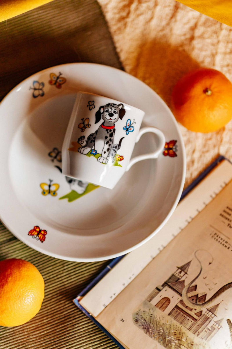 Набор посуды 3 пр.Озорные щенки И.У.(т.200 мм мел,т.глуб.200 мм,кружка 210 мл Русское поле)