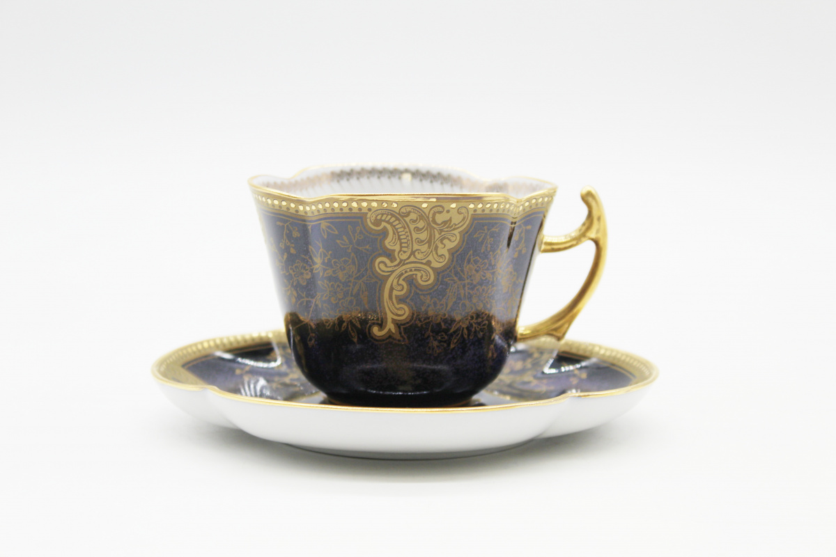 Чашка чайная с блюдцем 220 мл форма "Фигурная" Музейная копия 