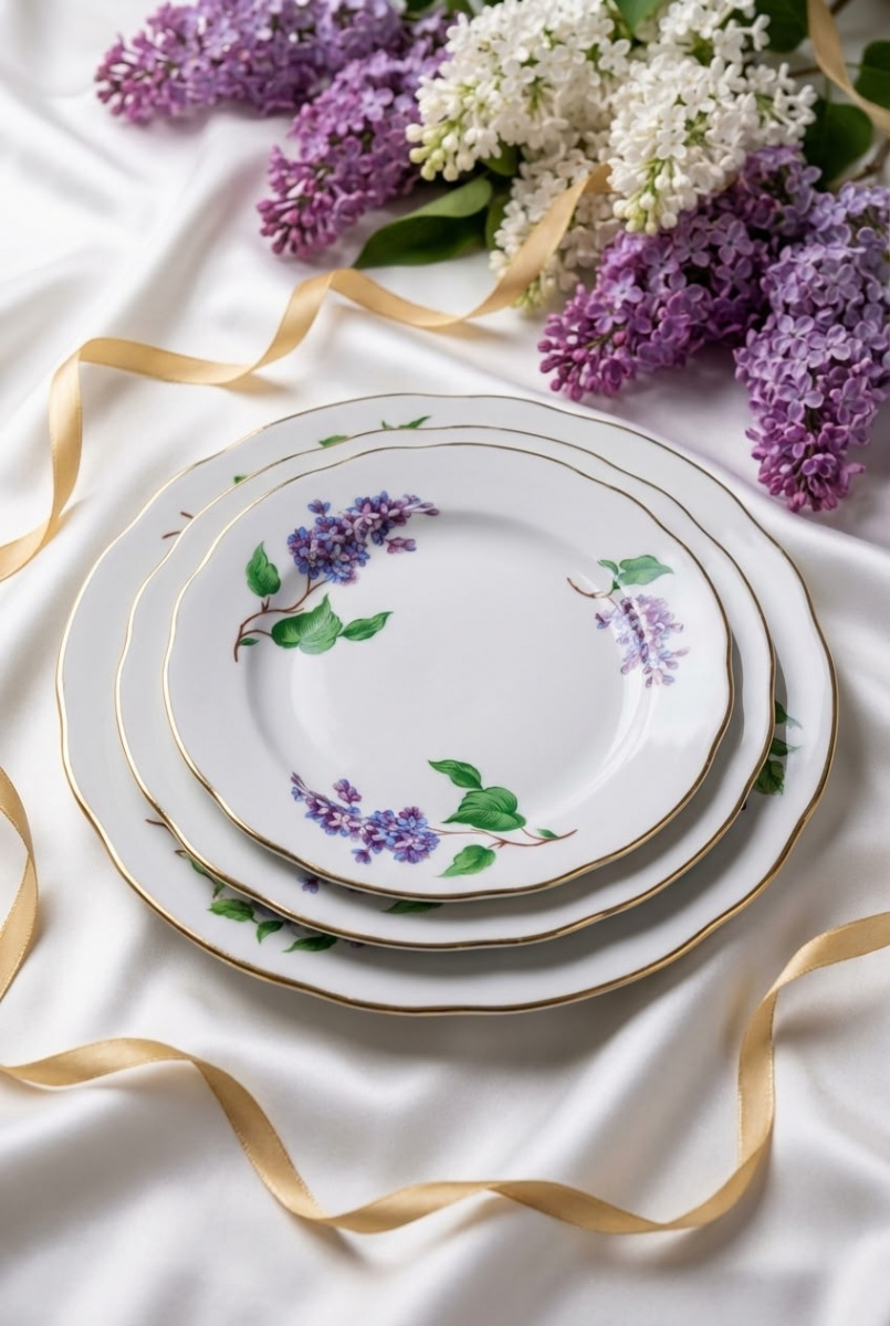 Набор тарелок 18 шт. Вырезной край Сирень