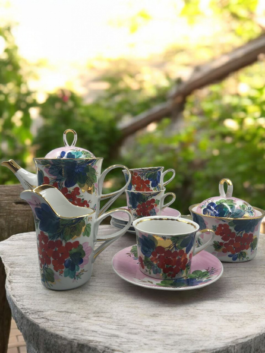 Сервиз чайный 15 предм.Рассвет Калина авт.рос.Яснецова М.В.
