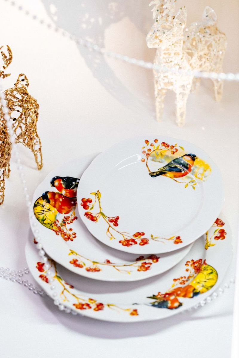 Набор тарелок 3 пр Снегири