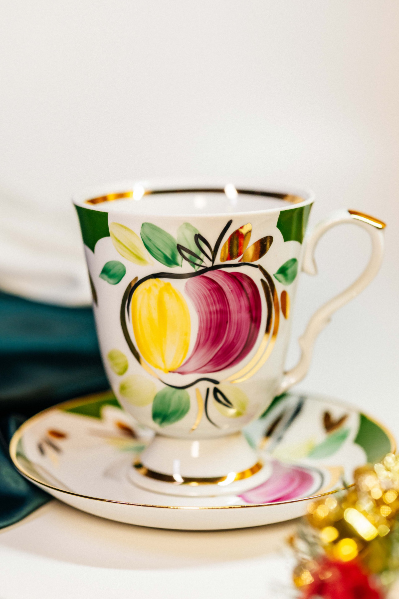 Бокал с блюдцем 600 мл Классический Яблоки, шт