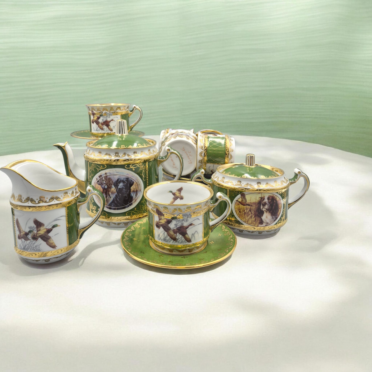 Сервиз чайный 15предм. Усадебный Охота авт. рос. Коришева Е.С
