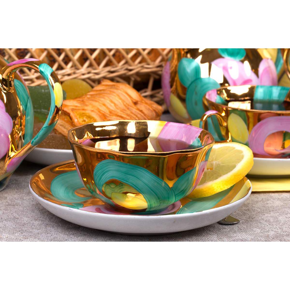 Сервиз чайный 15 предм. Тюльпан Розовая птица