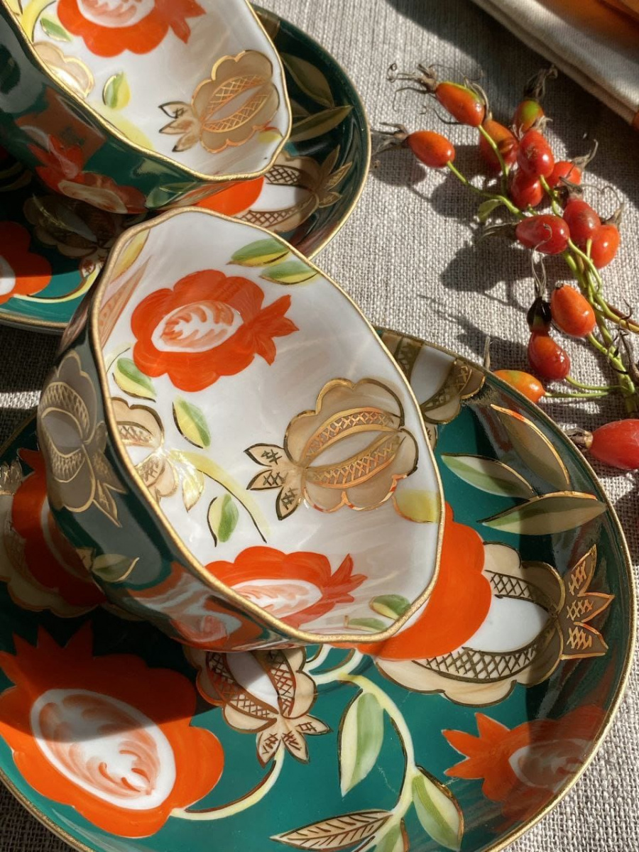 Чашка чайная с блюдцем 220 мл Тюльпан Песня