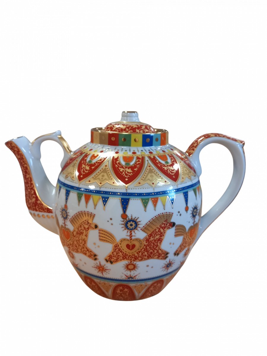 Чайник 4500мл.Русский Чайная Карусель (Золото)авт.рос.Ширина В.В