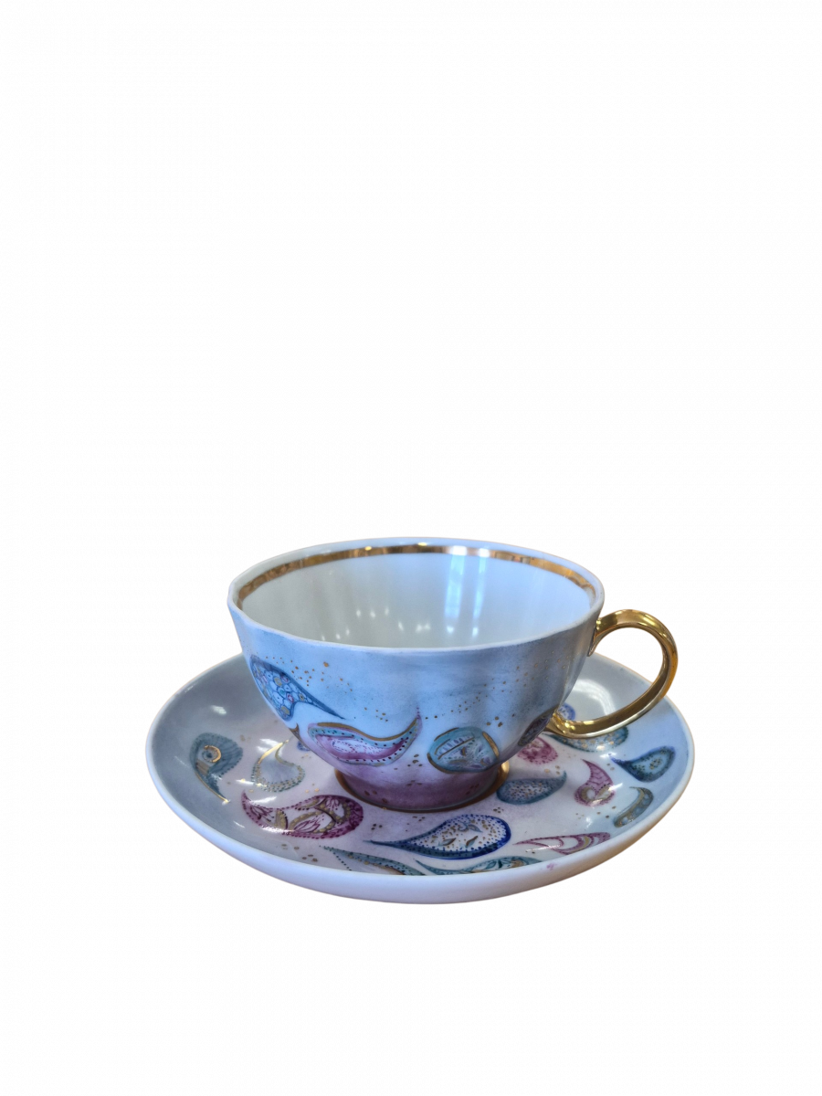 Чашка чайная с блюдцем 275мл Белый лебедь Сказочные сны рос.Коришева М.В