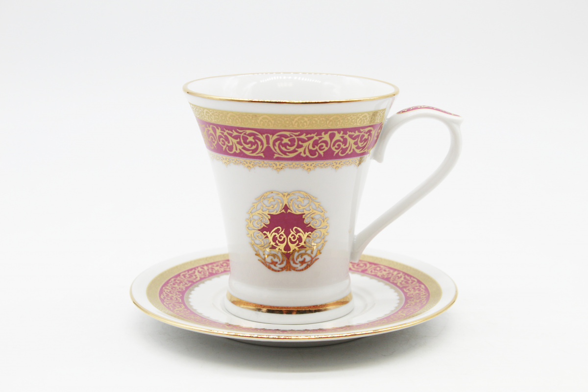 Чашка чайная с блюдцем 270 мл Лилия Торжественный (розовый)