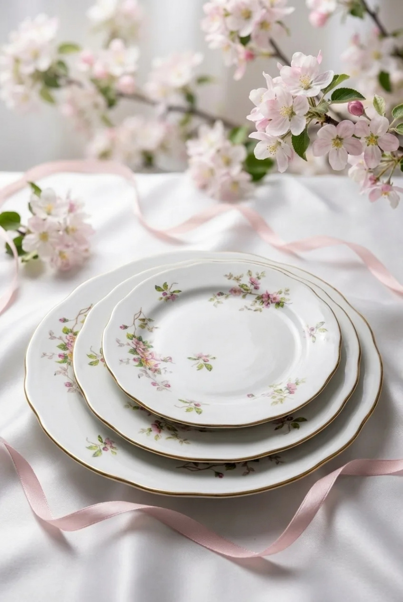 Набор тарелок 18 шт. Вырезной край Цветение