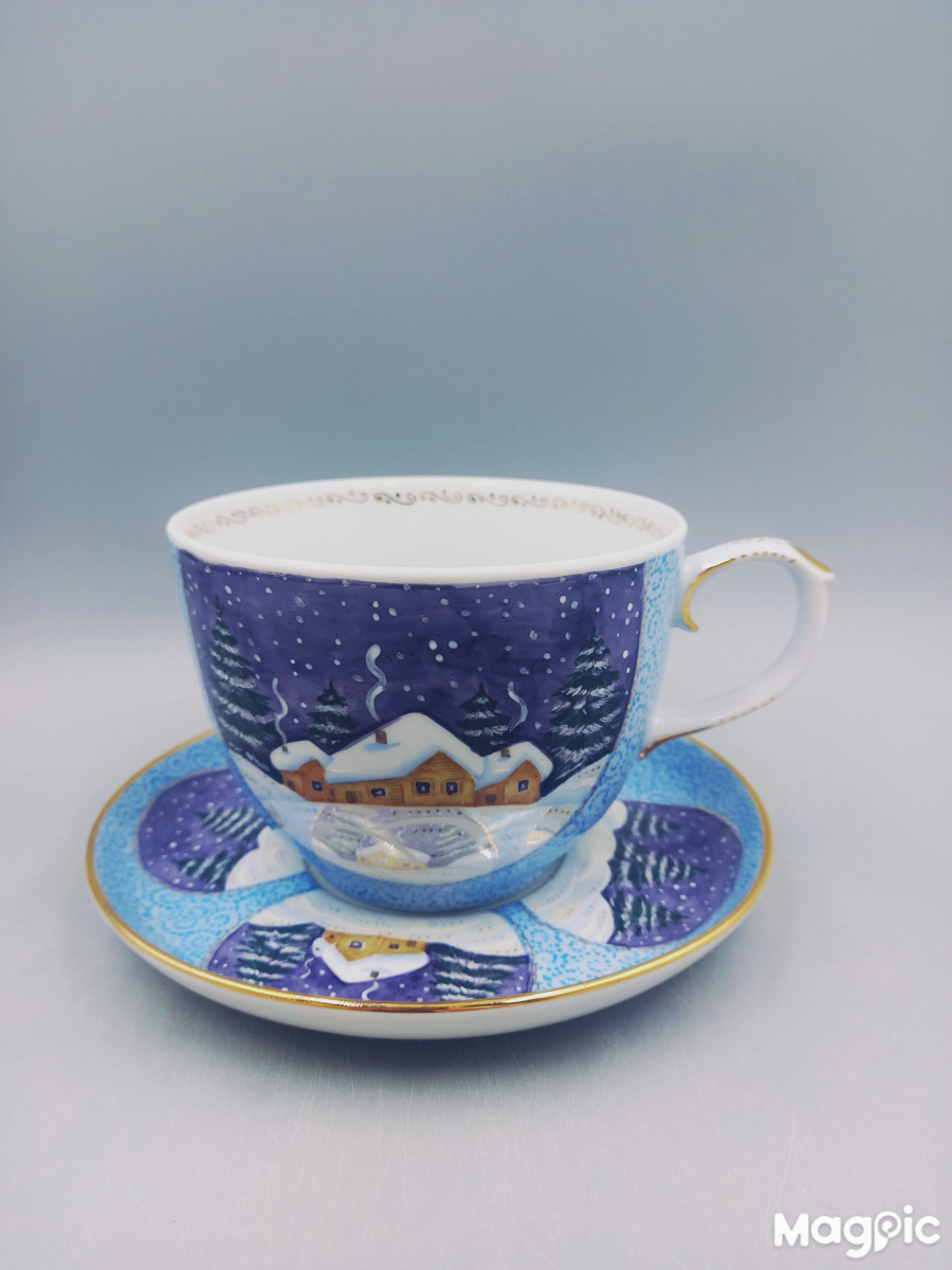 Чашка чайная с блюдцем Колокол Зимушка-зима рос.Полякова С.Ю.