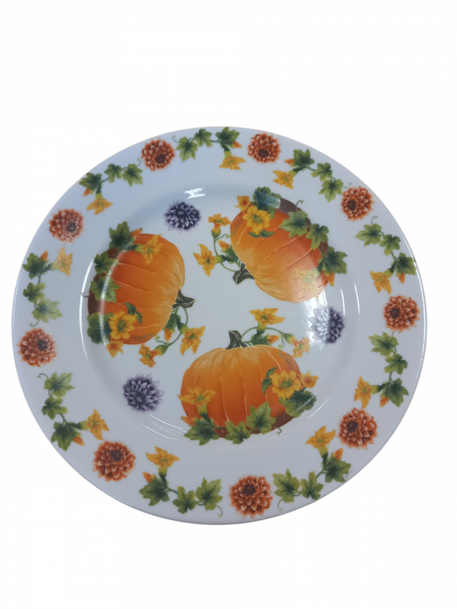 Тарелка мелкая диам 200 мм Гладкий край Тыква(сплошной лепок)