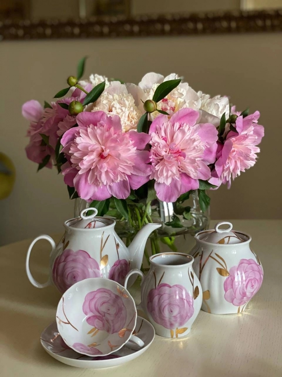 Сервиз чайный 15 предм. Белый лебедь Весенний