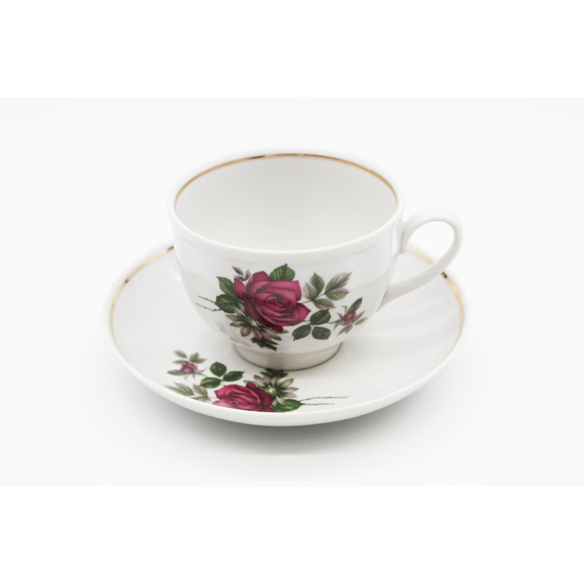 Чашка чайная с блюдцем 275 мл Гранатовый Черная роза