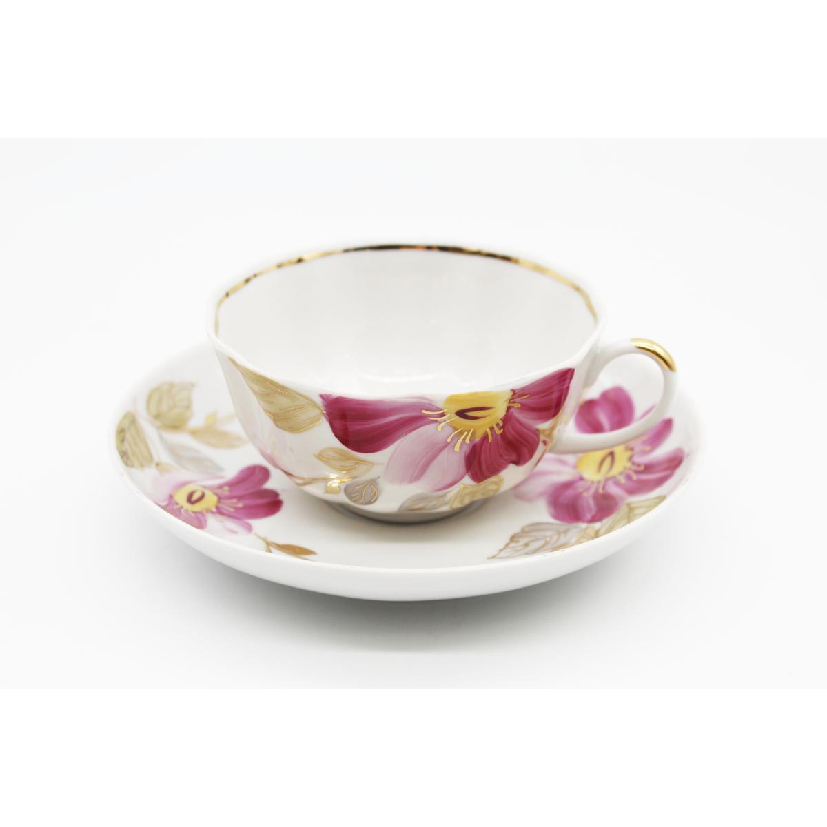 Чашка чайная с блюдцем 220 мл Тюльпан Пурпуровый цветок