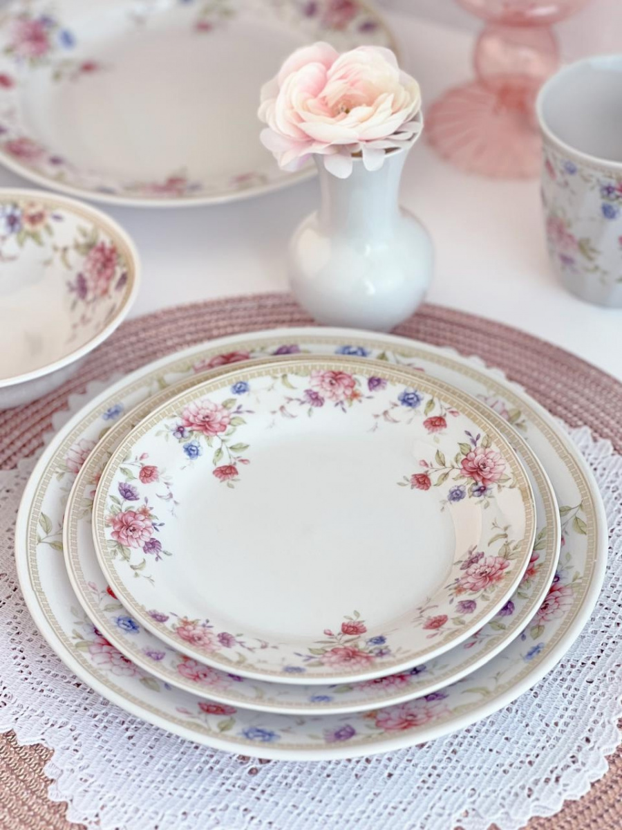 Набор тарелок 18 предм. Гладкий край Маргаритки