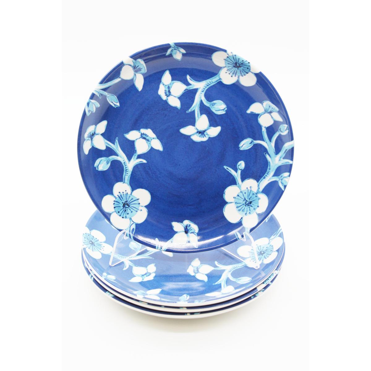 Набор 4 предм.Тарелка 210 мм Синие цветы (Керамика) 
