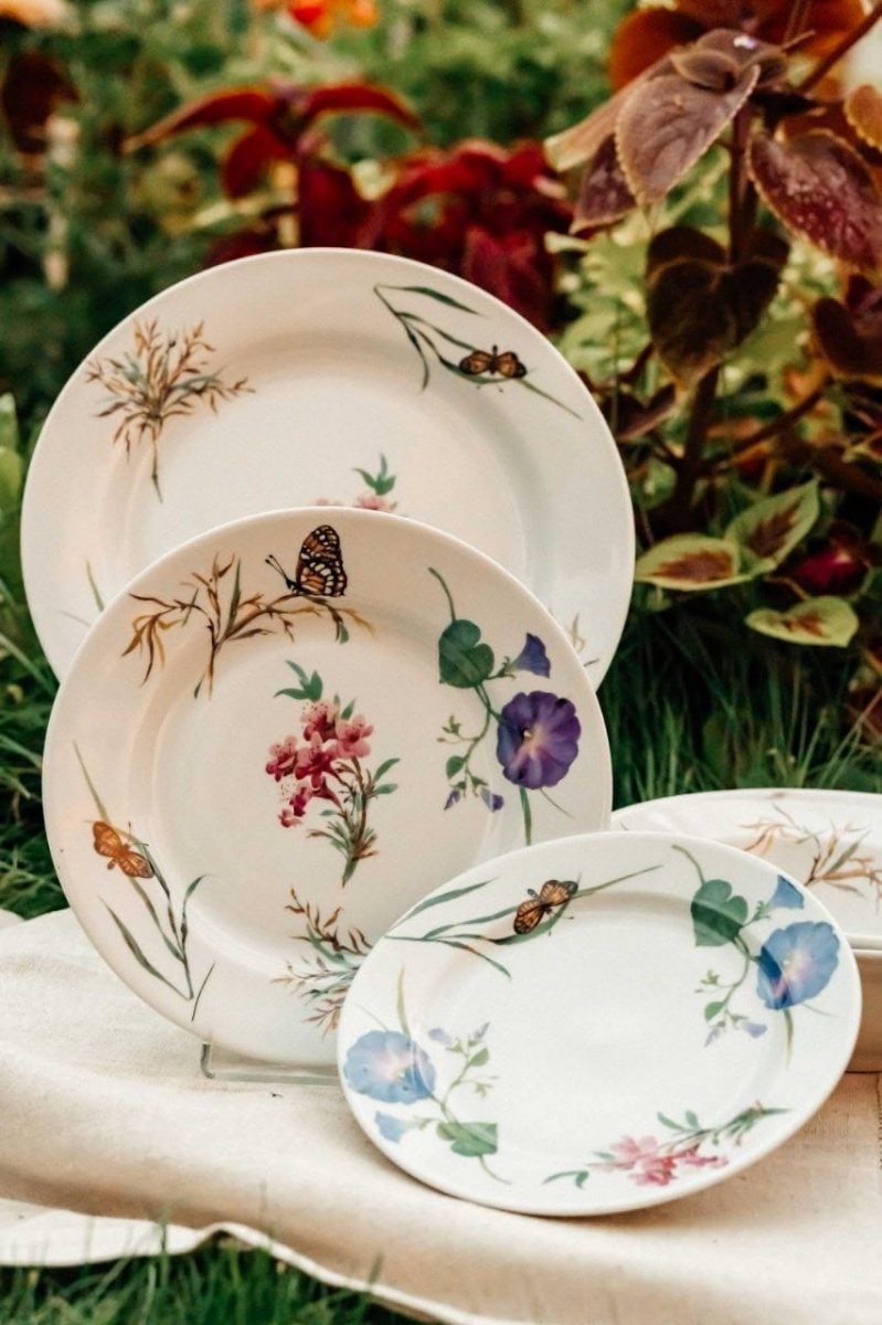 Набор тарелок гладкий край 18 предм Лесные травы