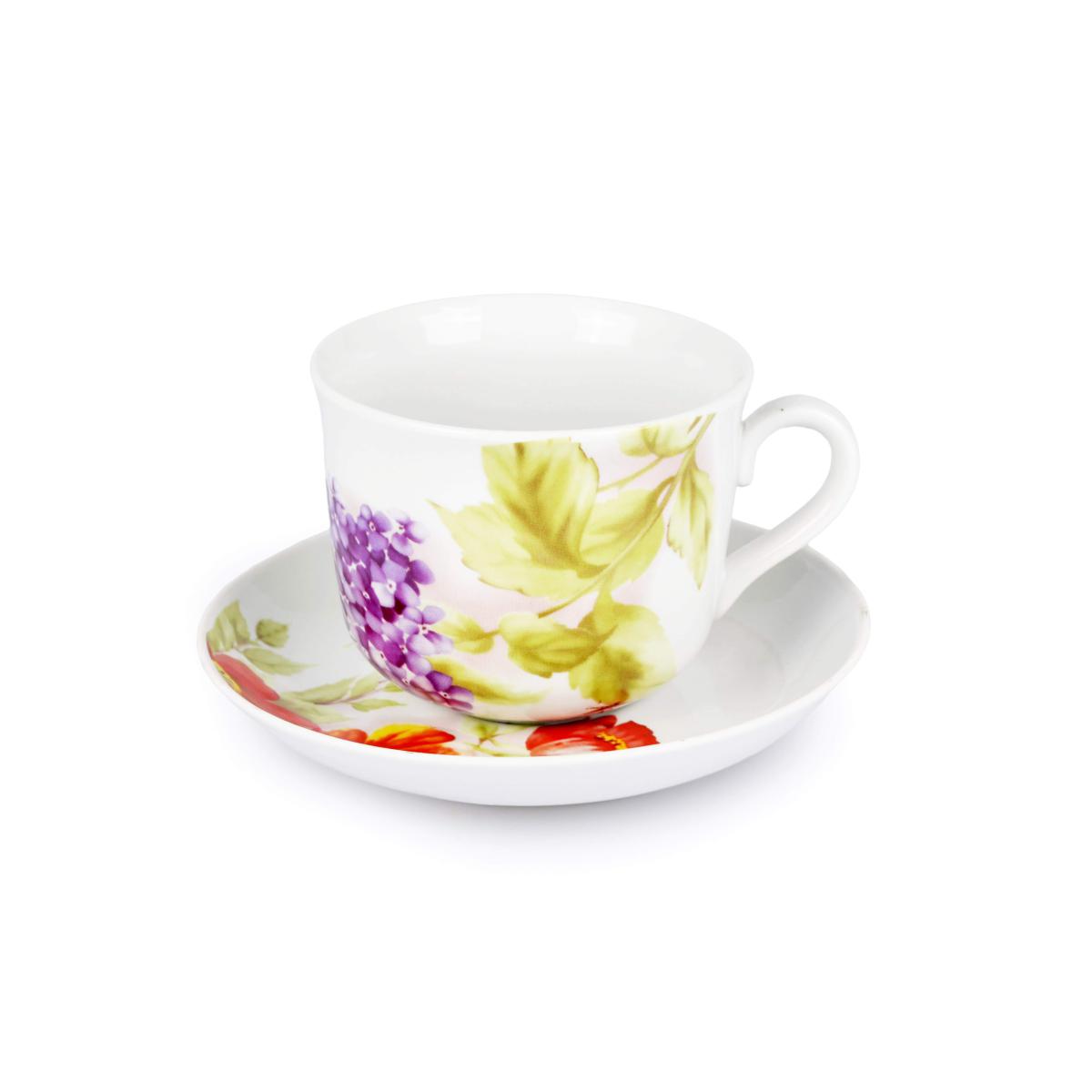 Чашка чайная с блюдцем 450 мл Ностальгия Альпийские цветы