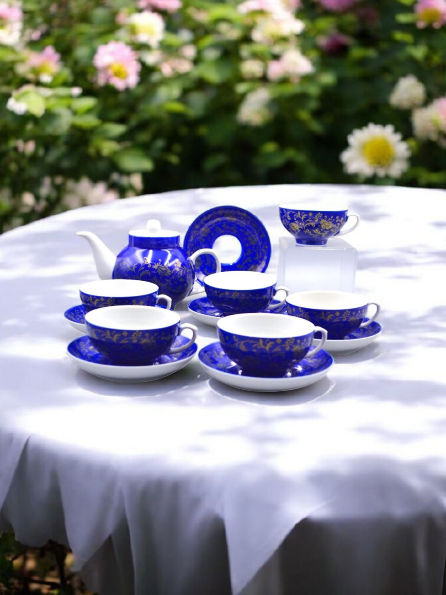 Сервиз чайный 13 предм. Рубин Достойный Золотистый