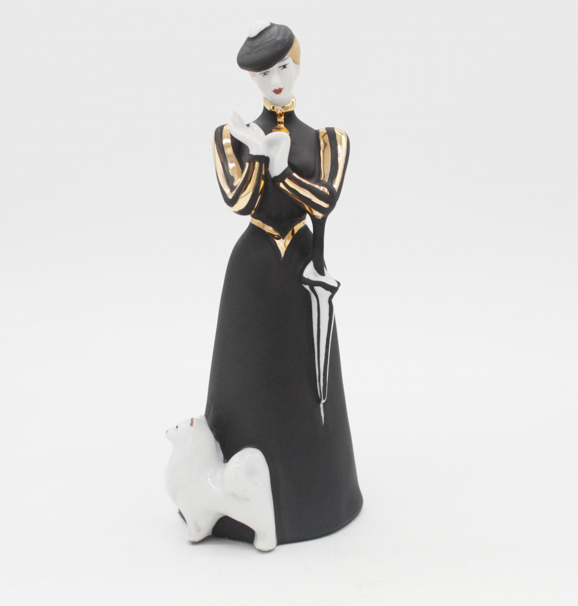 Скульптура Дама с собачкой (черная) скул..Бржезицкая А.Д.(1 категория)