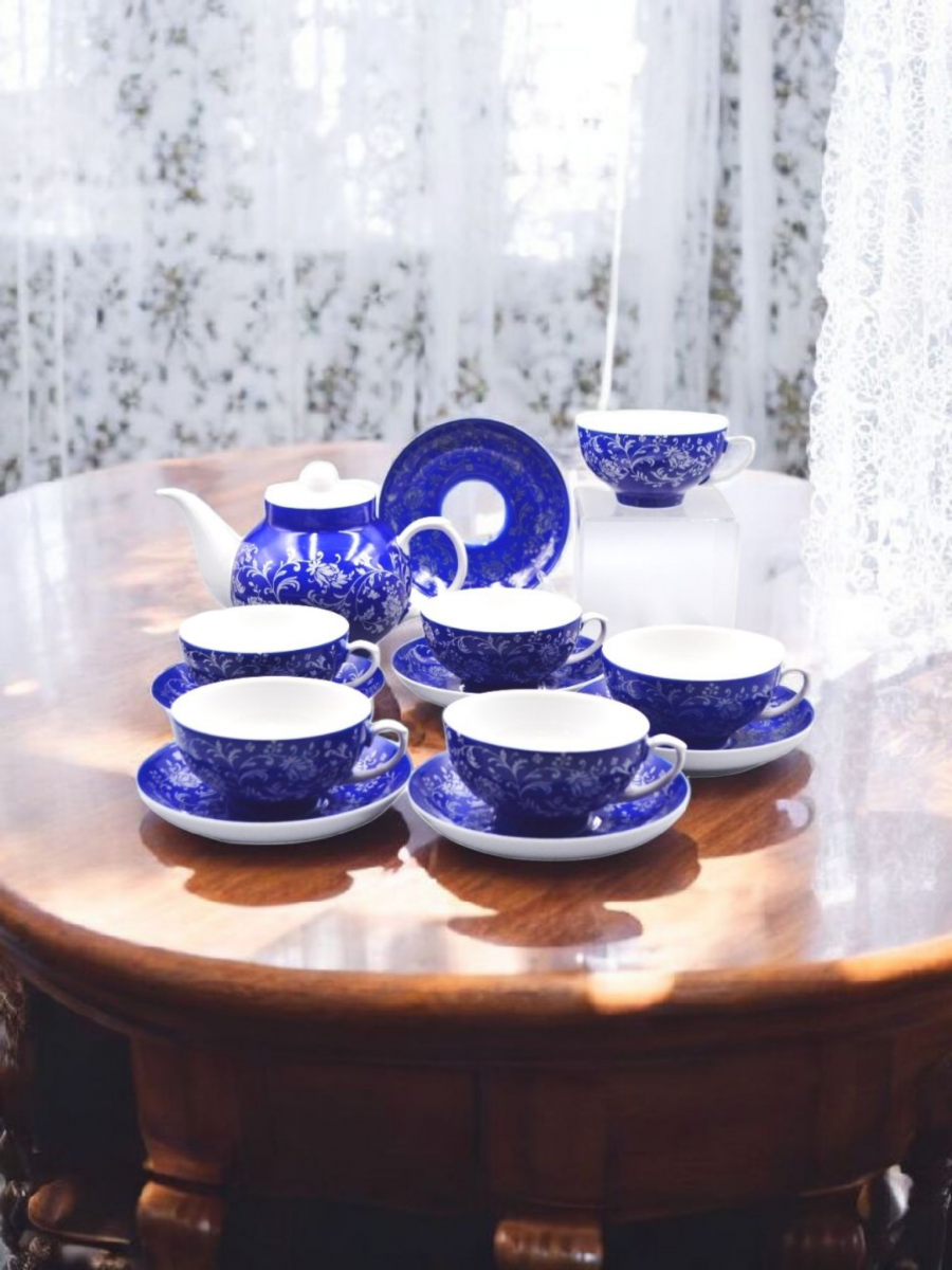 Сервиз чайный 13 предм. Рубин Достойный Серебристый