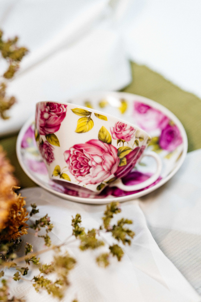 Чашка чайная с блюдцем 275 мл Белый лебедь Прекрасный рококо