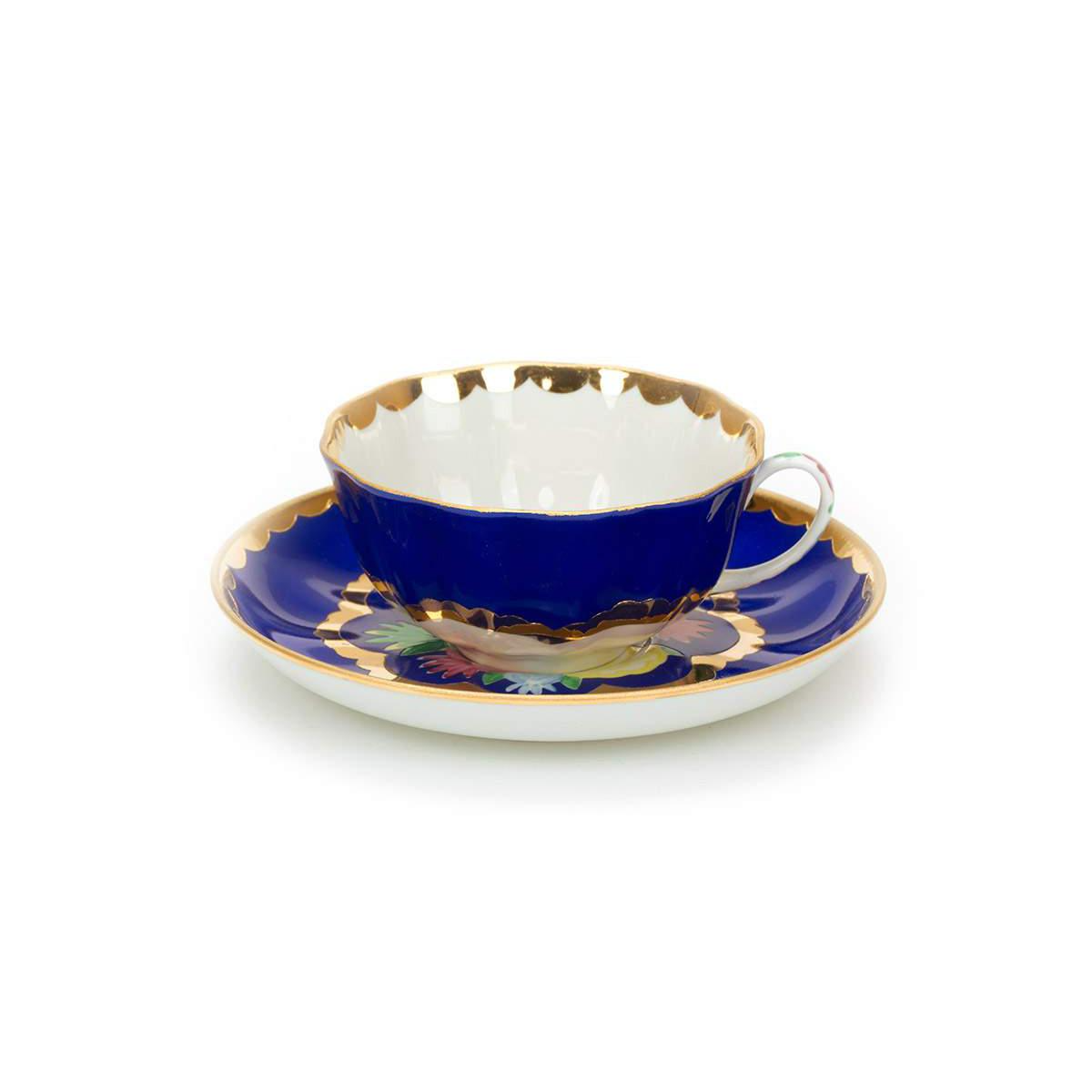 Чашка чайная с блюдцем 220 мл Тюльпан Красавица Синий