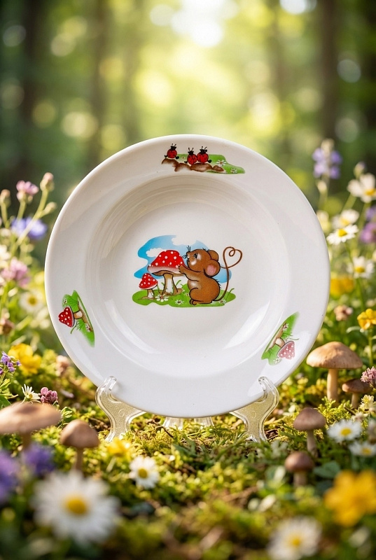 Набор посуды 3 пр.Мышата И.У.(т.200 мм мел.,т200 мм гл.., кружка 210 мл Рус.поле)