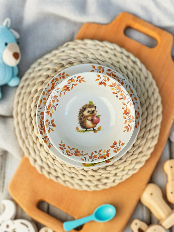 Набор посуды 3 предм.Ёжик И.У.(т.175 мм ,сал 360 мм ,кружка 210 мл Глория)