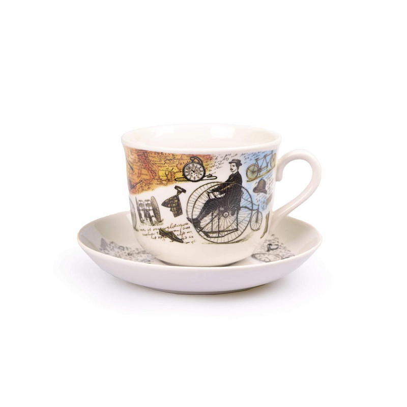 Чашка чайная с блюдцем 450 мл Ностальгия Джентельмены